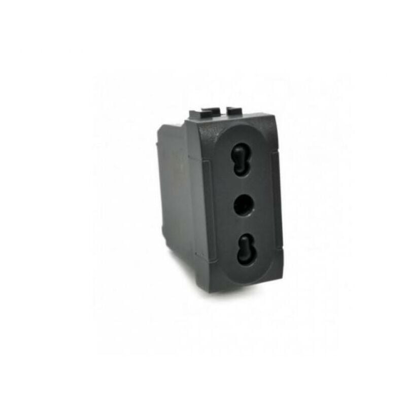 foto del prodotto presa bivalente art compatibile con bticino livinglight l4180 16a nero 818n