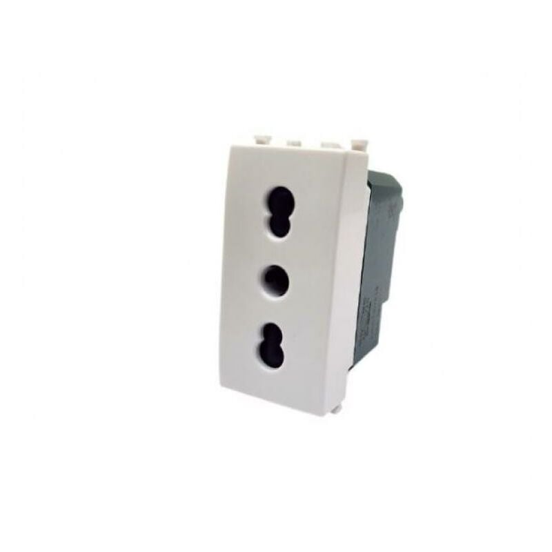 foto del prodotto presa bivalente gem compatibile vimar plana 14203 16a bianco 618b