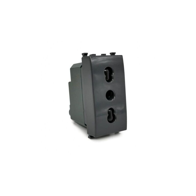 foto del prodotto presa bivalente vimar plana nero 10a 250v 2p t compatibile