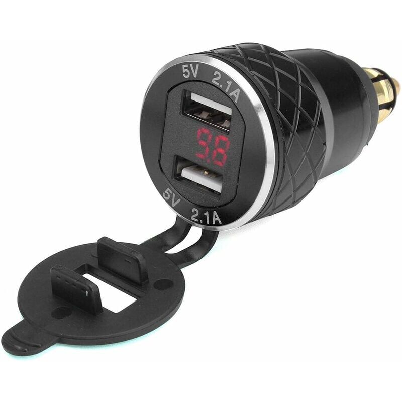 foto del prodotto presa caricabatterie doppia usb per voltmetro moto rosso 12v 24v 4.2a per motocicletta bmw solo raccordi ue neri