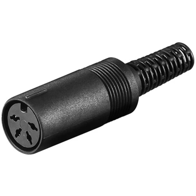 foto del prodotto presa connettore din 4 pin 210 gradi in plastica con guida cavo spinotto