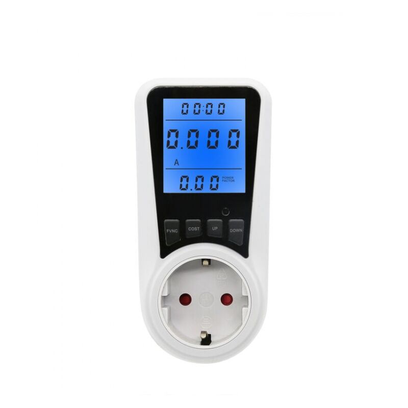 foto del prodotto presa contatore energia bianca, presa contatore energia 7 modalit , display lcd, max 3680w, luce blu