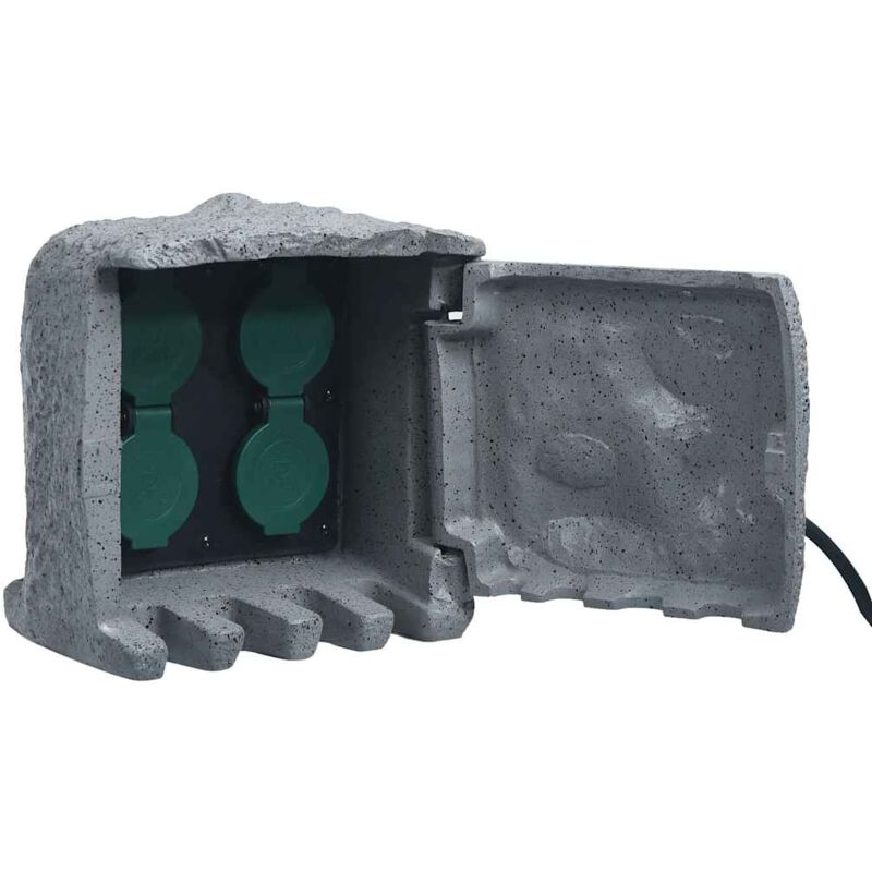 foto del prodotto presa da esterno 4 spine resistente all acqua poliresina grigia vidaxl
