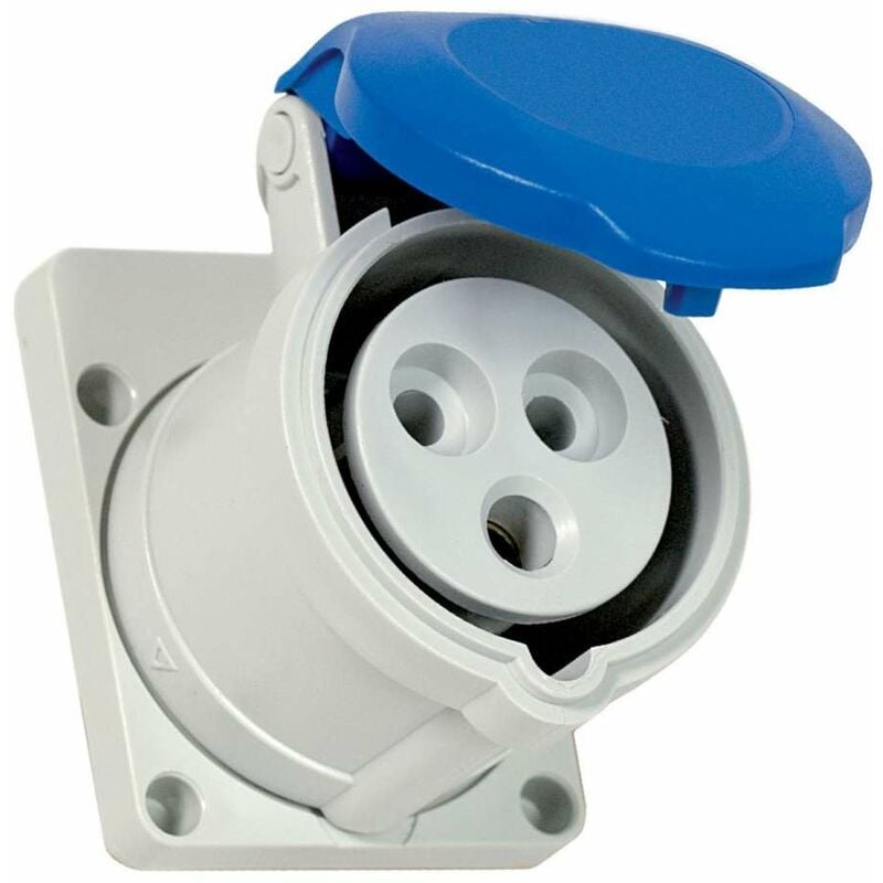 foto del prodotto presa da incasso 2p t 16a 230v 6h, ip44, flangia ridotta, colore grigio