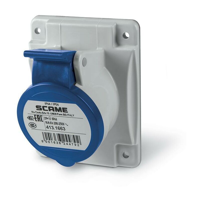 foto del prodotto presa da incasso 2p t ip44 16a 6h 200 250v scame 413.1663