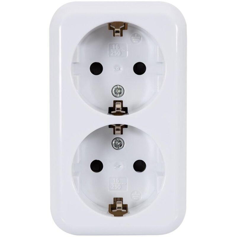 foto del prodotto presa da superficie doppia tipo f schuko bianco