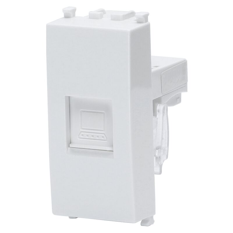foto del prodotto presa dati lan rj45 cat 6 utp bianca compatibile anche con vimar plana