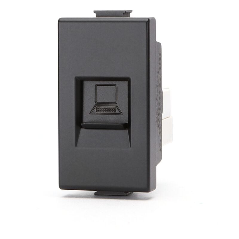 foto del prodotto presa dati lan rj45 cat 6 utp nera compatibile anche con bticino matix