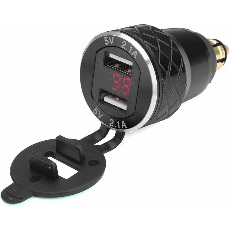 foto del prodotto presa di carica usb doppia per moto bmw con voltmetro 12v 24v 4,2a, rossa solo nero, attacchi ue