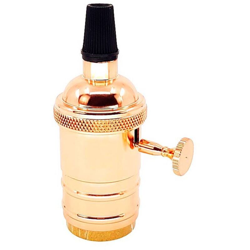foto del prodotto presa e27 vintage con interruttore bronzo rosa cromo