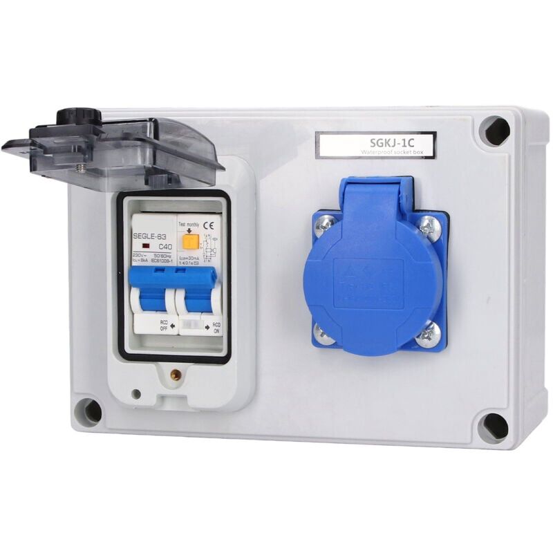 foto del prodotto presa elettrica a muro standard tedesco 200 250 v con interruttore differenziale 230 v 40 a 1 p n
