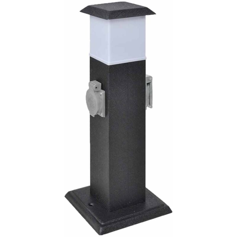 foto del prodotto presa elettrica da giardino a pilastro nera con luce - vidaxl