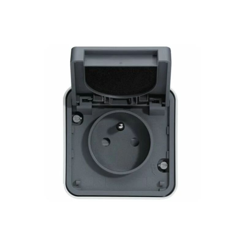 foto del prodotto presa elettrica hager wnc100 cubyko impermeabile 2p t completa di colore grigio
