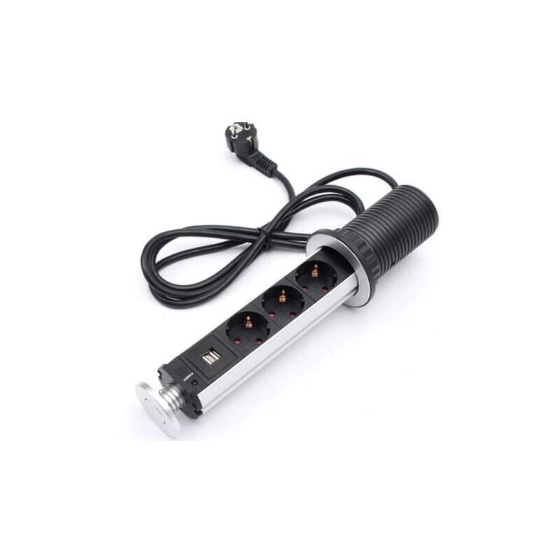 foto del prodotto presa elettrica per piano di lavoro, scrivania, base emergente, presa usb da tavolo presa da tavolo nascosta standard europeo 3 prese