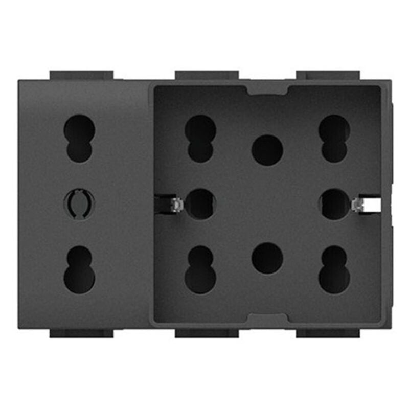 foto del prodotto presa elettrica universale bipasso e schuko 10/16a 3 moduli side 4box unica per bticino living antra 4b.l.h21.xl
