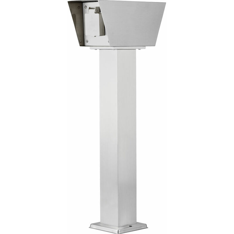 foto del prodotto presa esterna, acciaio inossidabile, distributore di corrente, presa a 2 vie, distributore di corrente, argento, coperchio ribaltabile, ip44, lxpxa