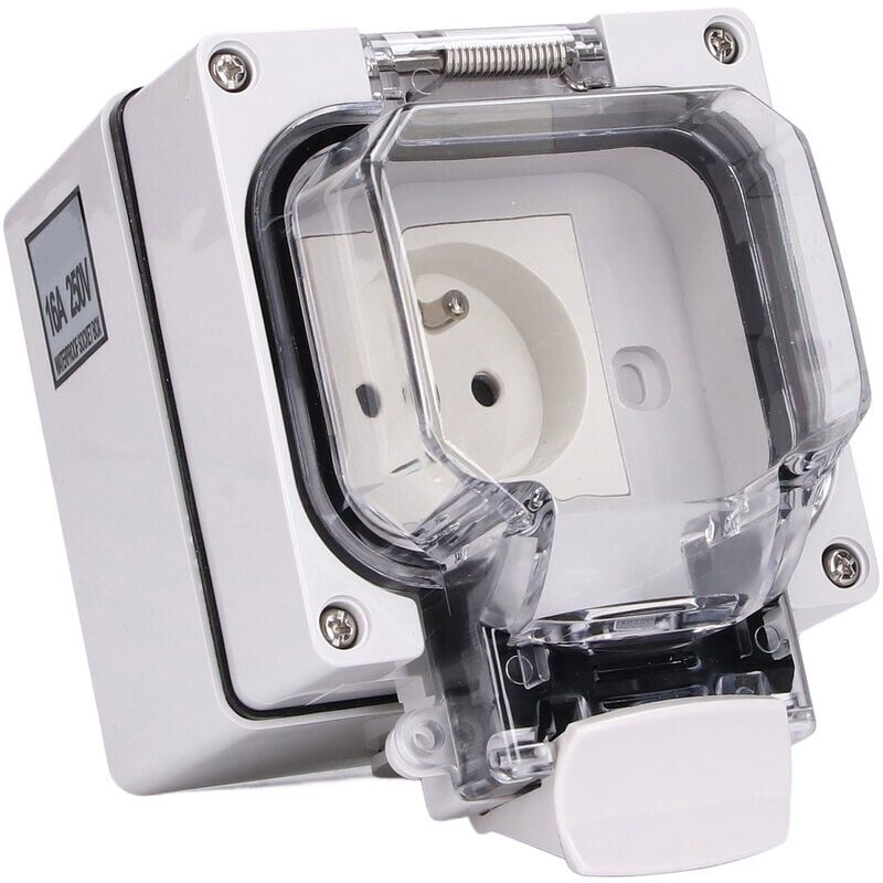 foto del prodotto presa esterna ip66 con scatola a muro impermeabile standard francese 250v 16a
