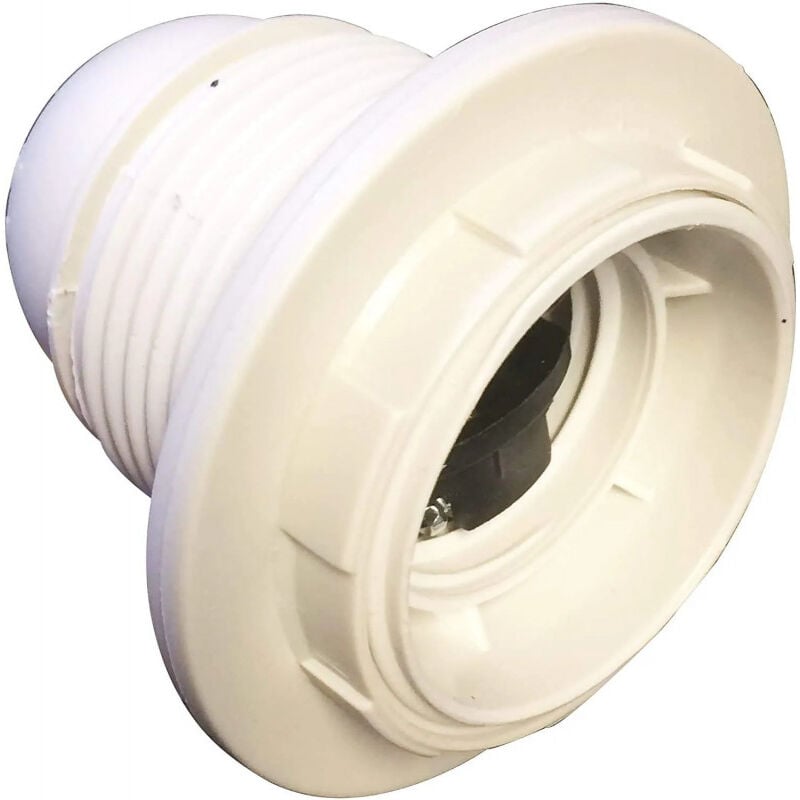 foto del prodotto presa filettata e27 bianca con 2 anelli, diametro 10, 150w, 4a, 250v