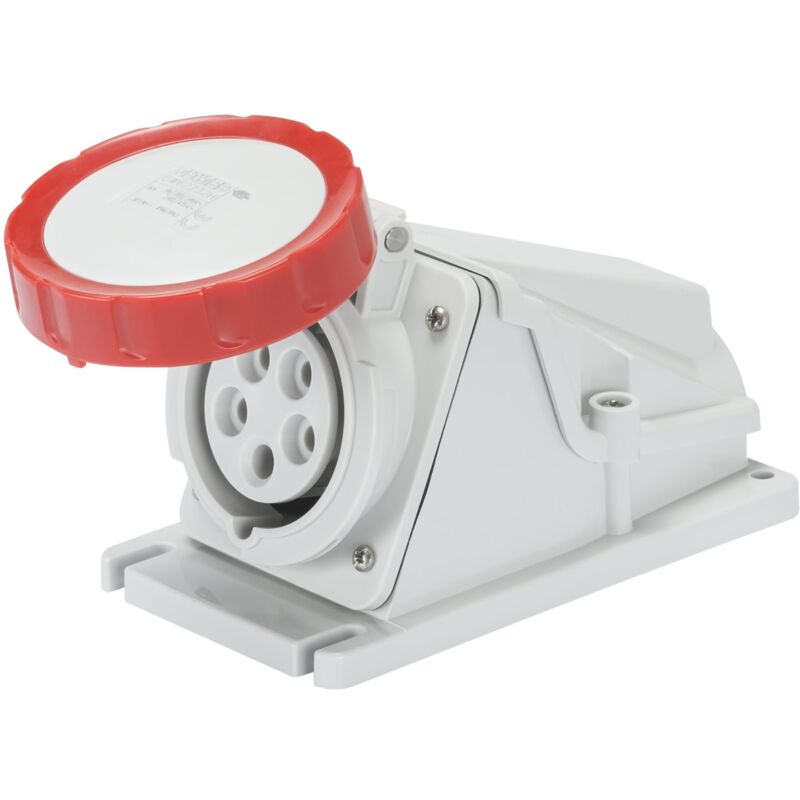 foto del prodotto presa fissa da parete a 90 ip67 3p n t 16a 380-415v 50 60hz - rosso 6h cablaggio a vite gewiss gw62505
