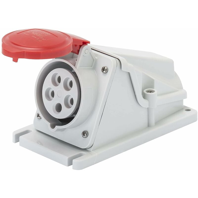 foto del prodotto presa fissa parete 90 gradi ip44 3p n t 16a 380 415v rosso cablaggio a vite