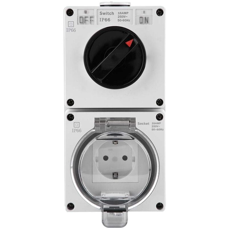 foto del prodotto presa impermeabile ip66 premium con interruttore per illuminazione esterna ed elettrodomestici