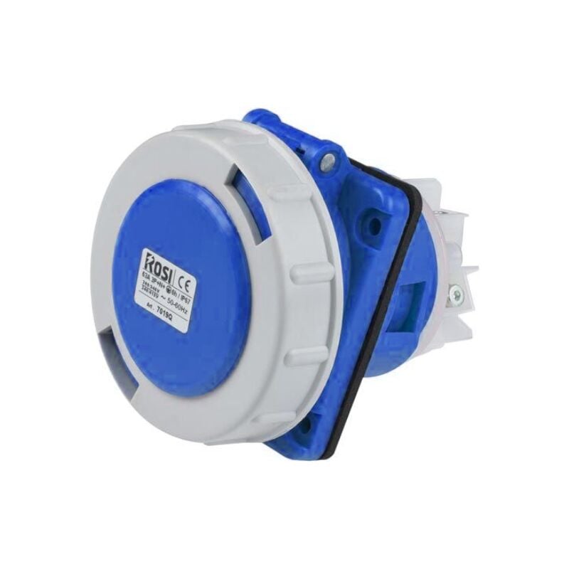 foto del prodotto presa industriale da incasso, 230v, 2p t, 63a, ip67, 85x100mm, inclinata 10 rosi 1007016q