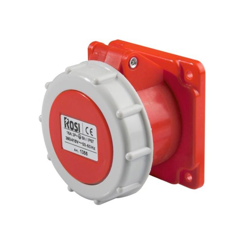 foto del prodotto presa industriale da incasso, 380v, 3p n t, 32a, ip67, 75x75mm rosi 1001367