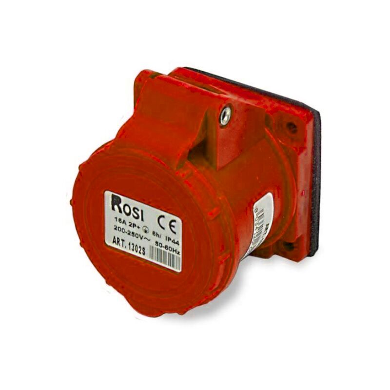 foto del prodotto presa industriale da incasso, 380v, 3p+t, 16a, ip54, 55x55mm - rosi 1001305s