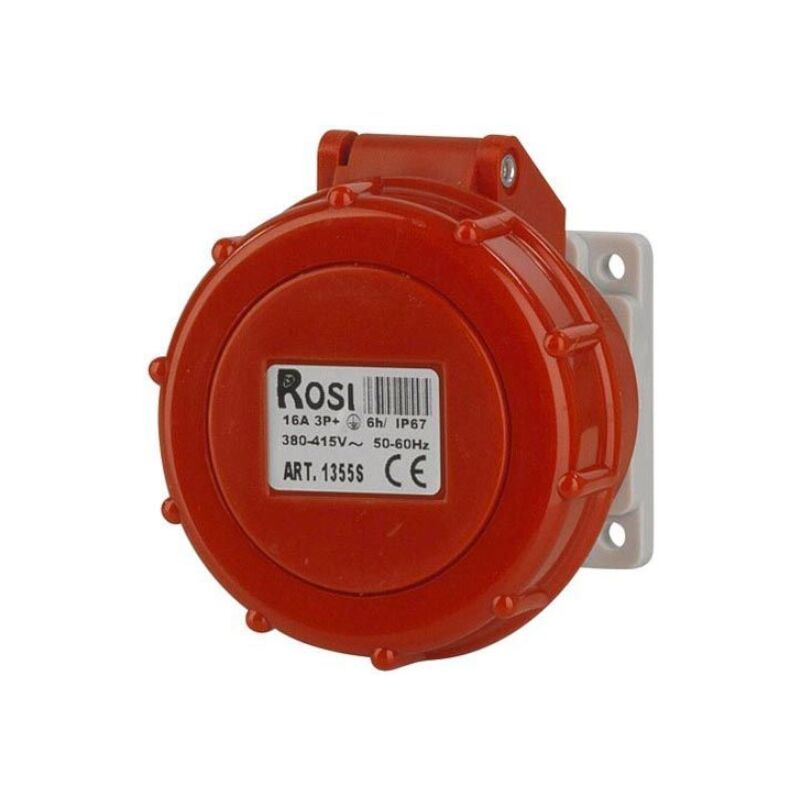 foto del prodotto presa industriale da incasso, 380v, 3p t, 16a, ip67, 55x55mm rosi 1001355s