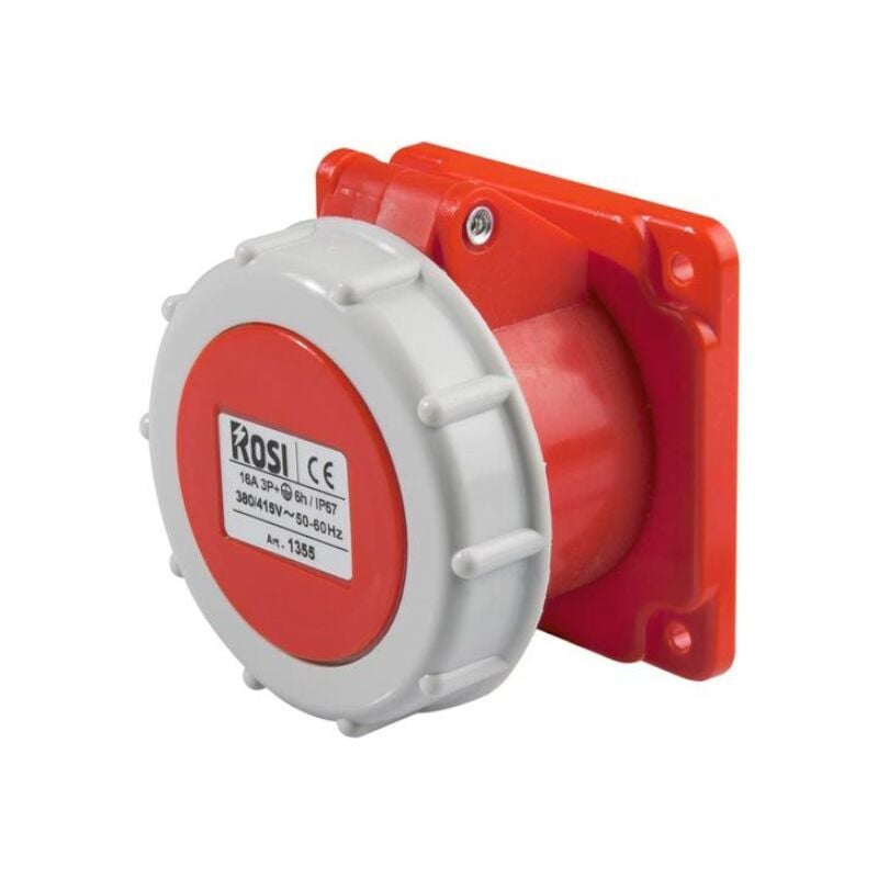 foto del prodotto presa industriale da incasso, 380v, 3p+t, 16a, ip67, 75x75mm - rosi 1001355