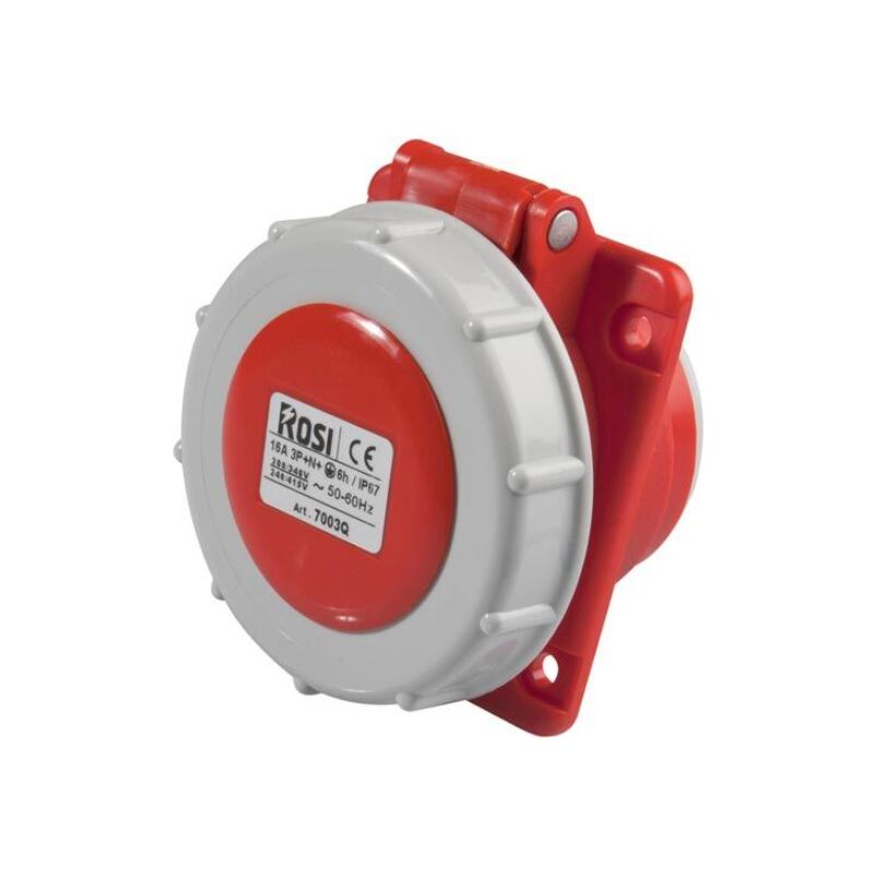 foto del prodotto presa industriale da incasso, 380v, 3p t, 32a, ip67, 80x80mm, inclinata 10 rosi 1007005q