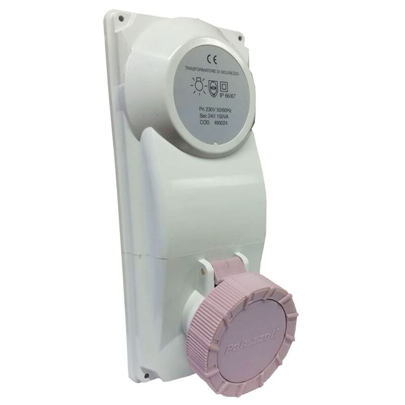 foto del prodotto presa industriale interbloccata cee palazzoli 2p 16a 24v ip67 con trasformatore