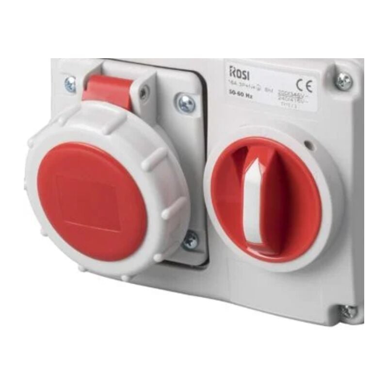 foto del prodotto presa interbloccata con sezionatore rosi materiale elettrico serie 14 4p 32a 400v rosso 14.3332r6 i
