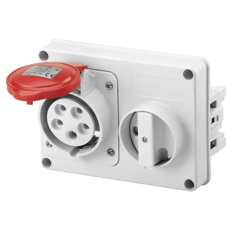 foto del prodotto presa interbloccata gewiss 3p n t 16a ip44 380v senza cassetta gw66109