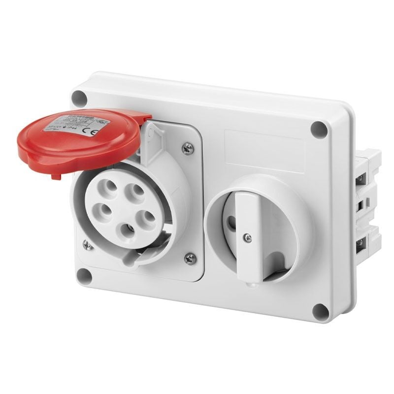 foto del prodotto presa interbloccata gewiss 3p n t 32a ip44 380v senza cassetta gw66120