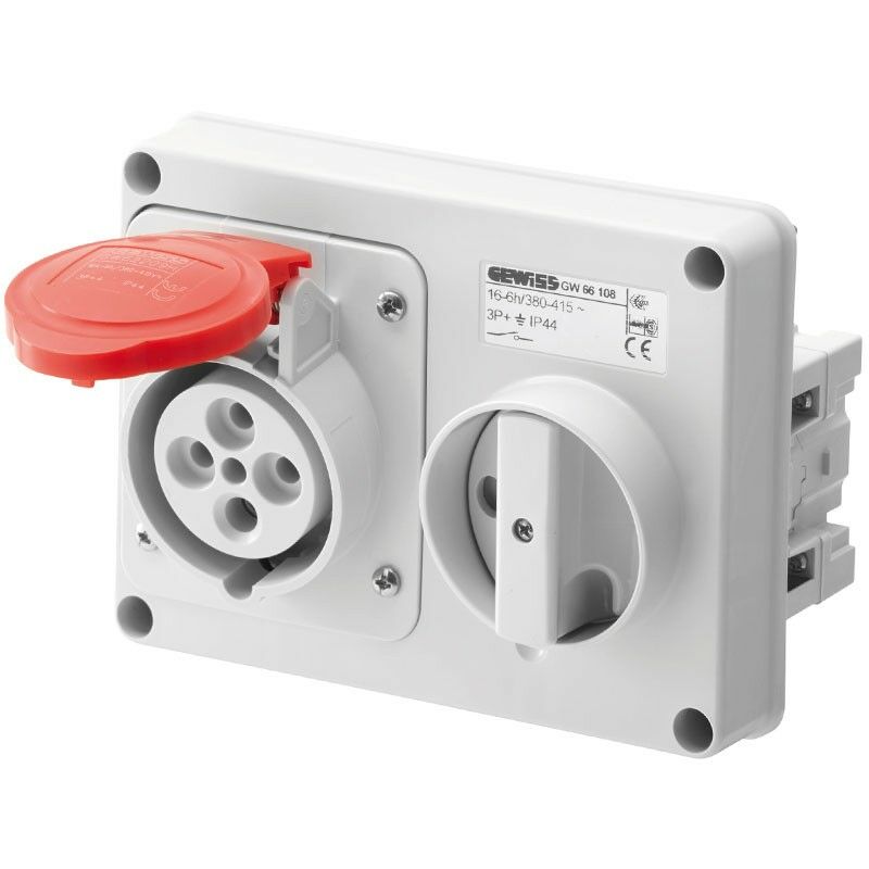 foto del prodotto presa interbloccata gewiss 3p t 16a ip44 380v senza cassetta gw66108