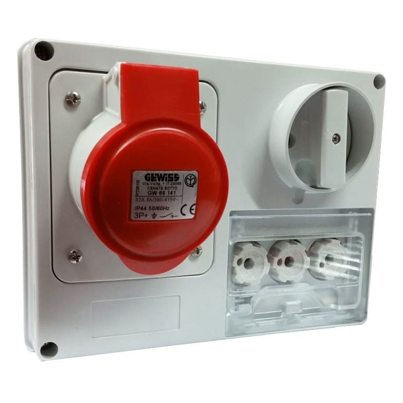 foto del prodotto presa interbloccata gewiss 3p t 32a ip44 380v senza cassetta gw66141