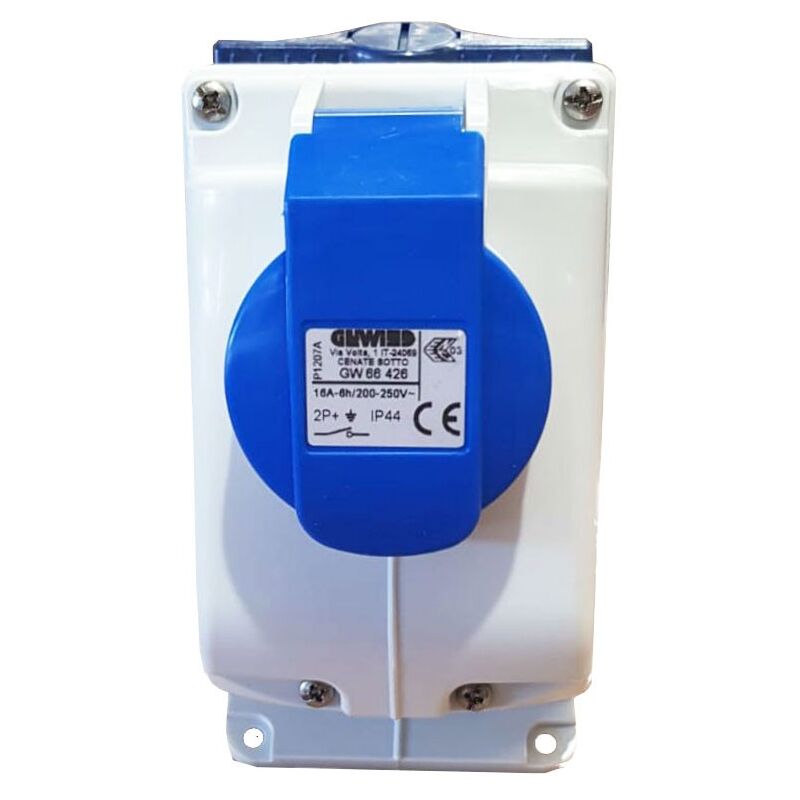 foto del prodotto presa interbloccata gewiss verticale 2p t 16a ip44 gw66426