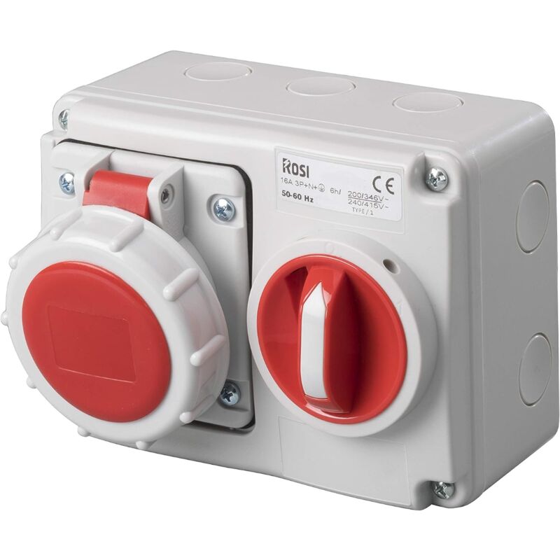 foto del prodotto presa interbloccata orizzontale con sezionatore, con fondo, 380v, 5 poli, 16a, ip67 rosi 14.3416r6