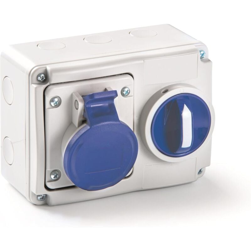 foto del prodotto presa interbloccata orizzontale industriale 16a ip44 2p t blu rosi 14.3214b6