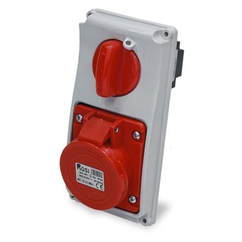 foto del prodotto presa interbloccata verticale con sezionatore, ad incasso, 380v, 4 poli, 32a, ip54 - rosi 19.3334r6-i