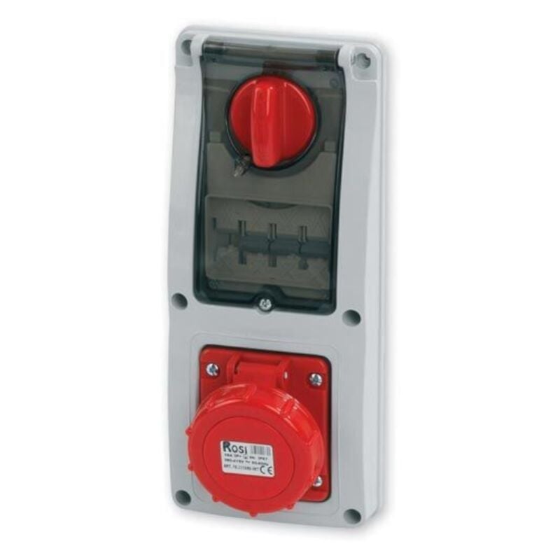 foto del prodotto presa interbloccata verticale con sezionatore, ad incasso, con magnetotermico, 380v, 4 poli, 16a, ip67 - rosi 16.3316r6-imt
