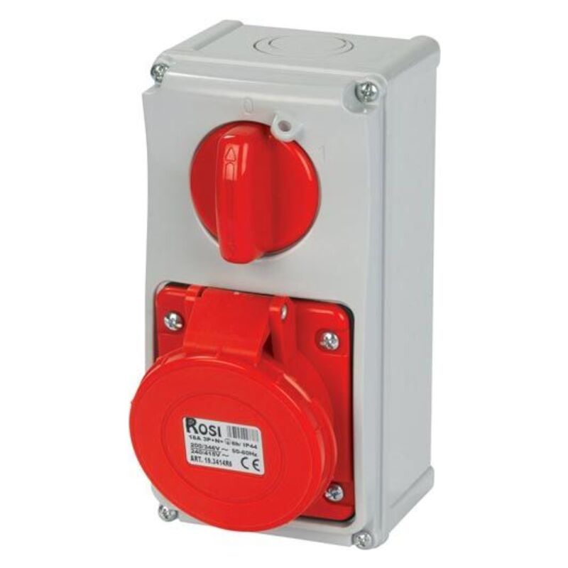 foto del prodotto presa interbloccata verticale con sezionatore, con fondo, 380v, 5 poli, 16a, ip54 rosi 19.3414r6