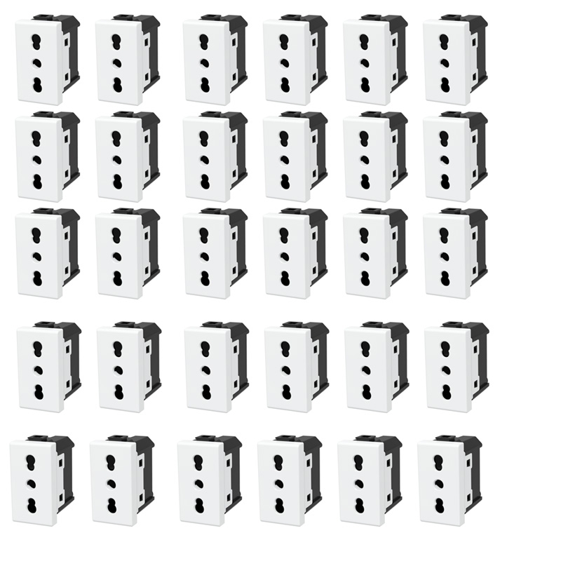 foto del prodotto presa matix compatibile bticino spina bipasso 16a 250v 30 prese