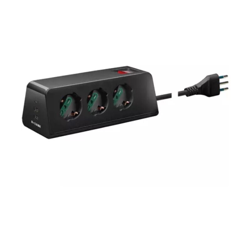 foto del prodotto presa mobile da scrivania vimar 2p t 10a 250v con 3 usb nero 00608.cc