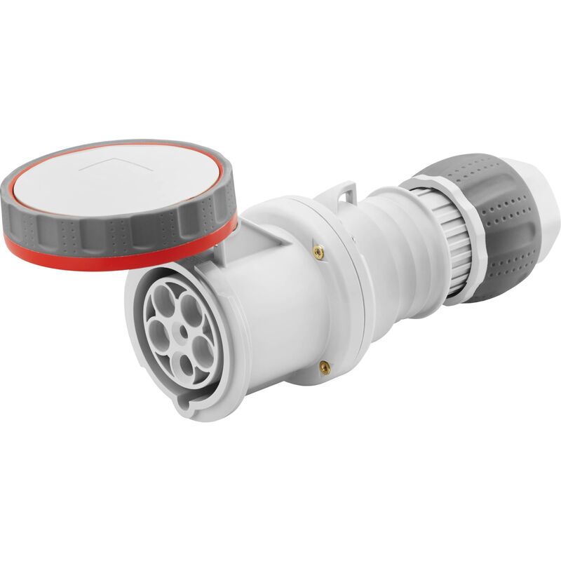 foto del prodotto presa mobile dritta hp ip69 3p n t 63a 380 415v rossa 6h cablaggio a mantello