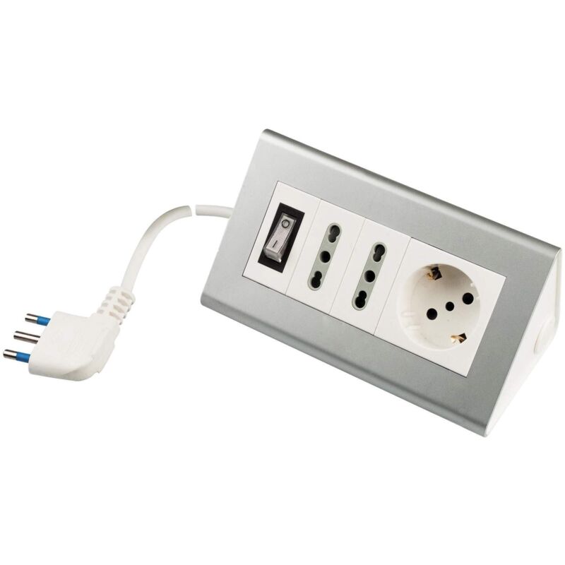 foto del prodotto presa multipla 250v - 2 prese bivalenti 10 16a - 1 presa standard - 2 metri