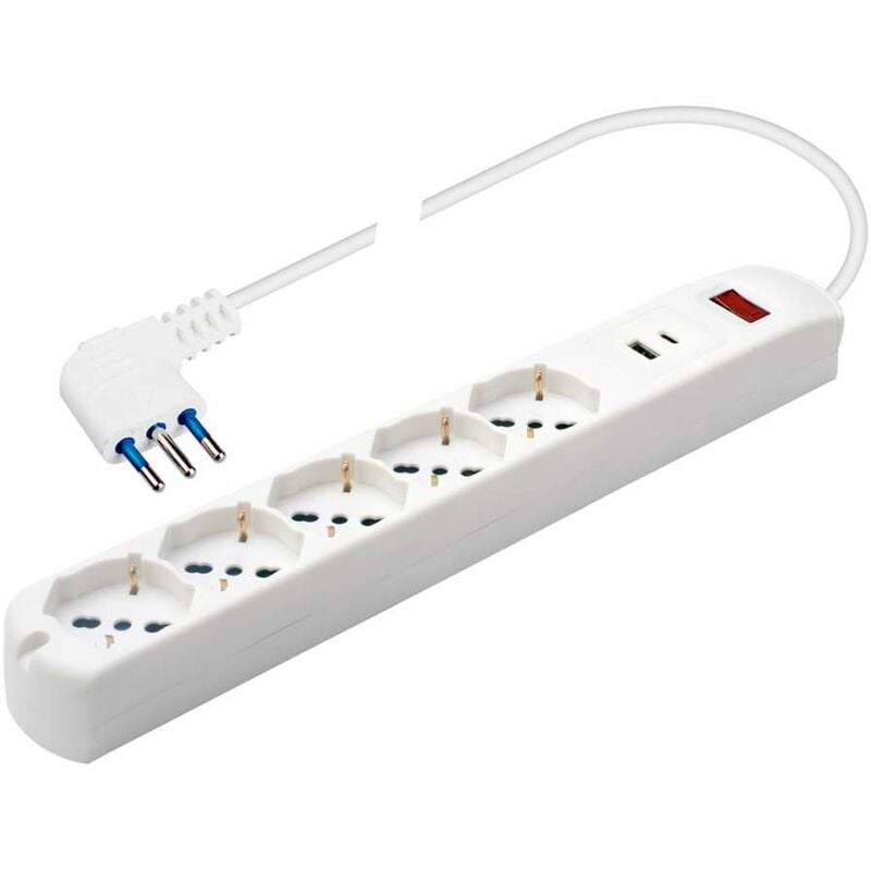 foto del prodotto presa multipla 250v 5 prese pluristandard 10 16a 1,5 metri bianco