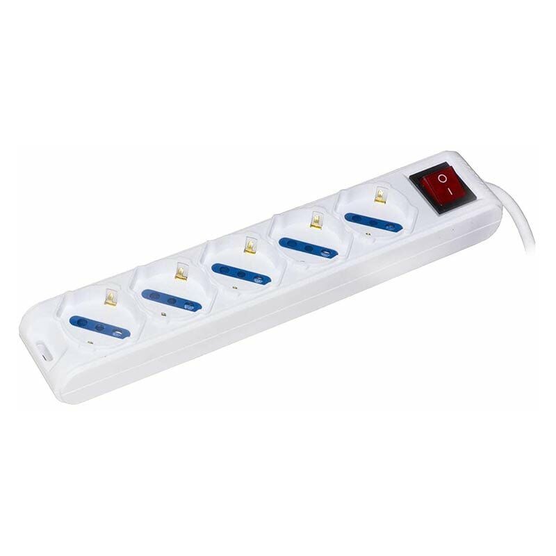 foto del prodotto presa multipla 5 schuko con interruttore cavo 1,5mt bianca