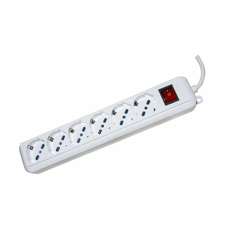 foto del prodotto presa multipla 6 schuko con interruttore cavo 1,5mt bianca